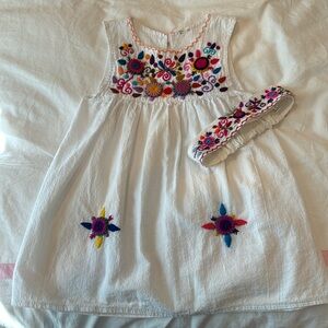 Mexican cotton dress and matching headband size 8